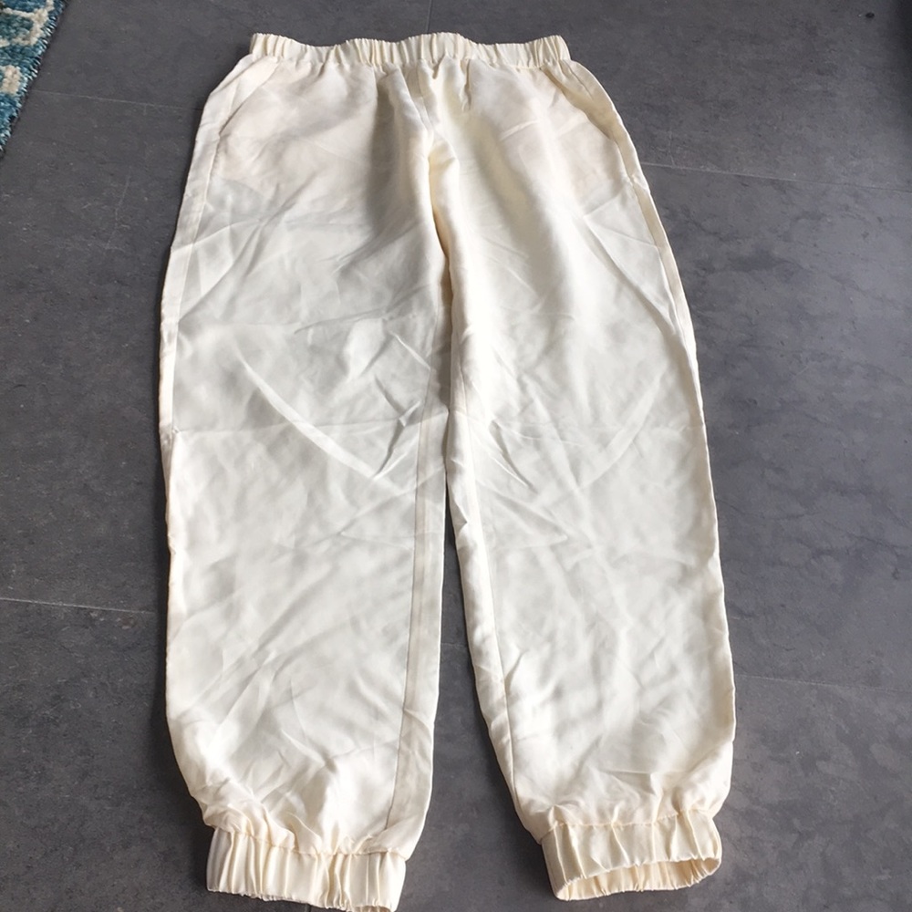 Minnie Rose silk jogger.  Color is Buttercup XS1